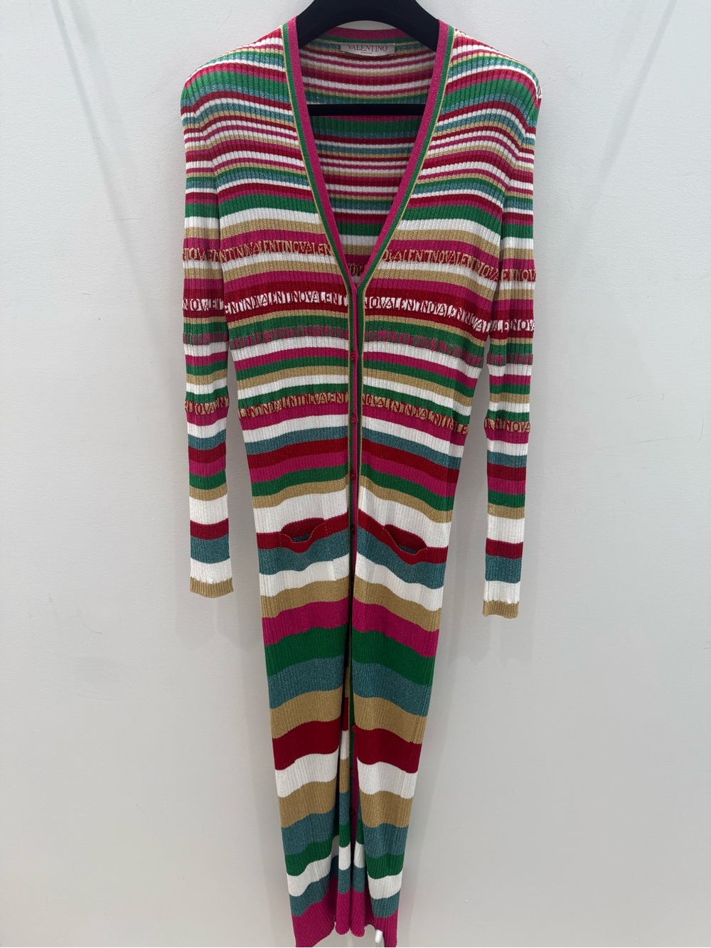 Striped Long Knit Cardigan — Multicolor